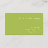 Minimalistisches Mute Lime Green Elegant Beruflich Visitenkarte (Vorderseite)