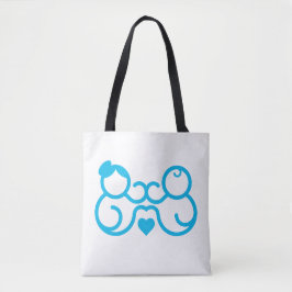 Minimalistisches Mutter-und-Kind-Herz-Linienkunst- Tasche
