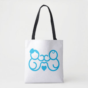 Minimalistisches Mutter-und-Kind-Herz-Linienkunst- Tasche