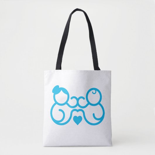 Minimalistisches Mutter-und-Kind-Herz-Linienkunst- Tasche (Vorderseite)