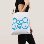 Minimalistisches Mutter-und-Kind-Herz-Linienkunst- Tasche (Von Nahem)