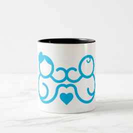 Minimalistisches Mutter-und-Kind-Herz-Linienkunst- Zweifarbige Tasse