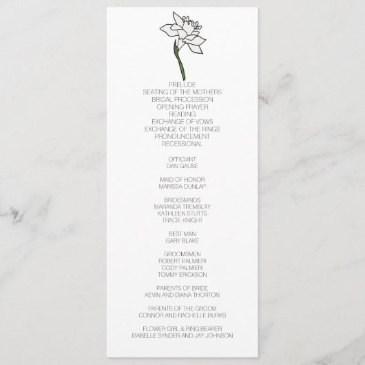 Minimalistisches Narzissenprogramm Programm (Vorderseite)