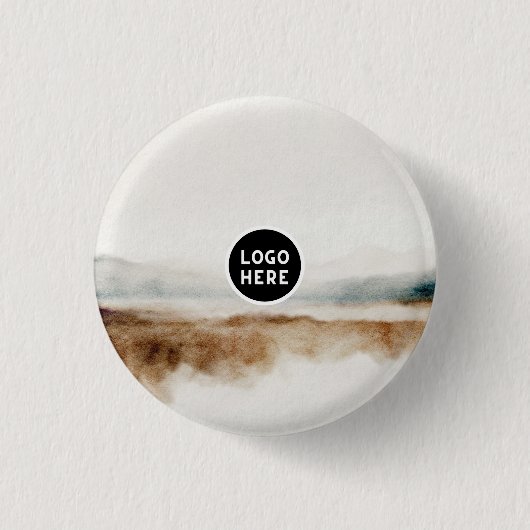 Minimalistisches natürliches Wasserfarbmuster Abst Button (Vorderseite)
