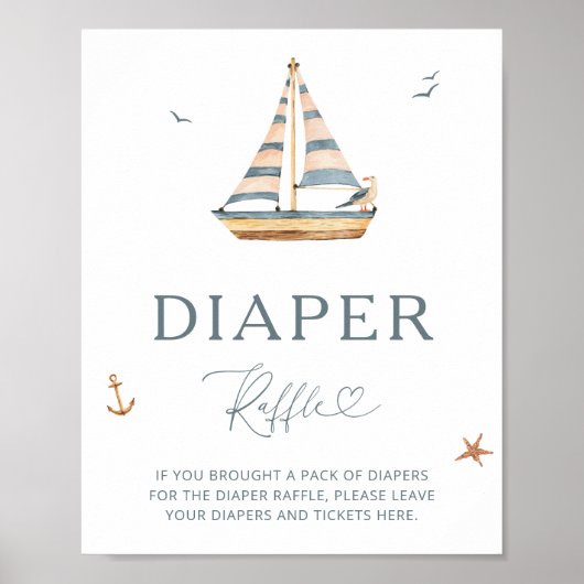 Minimalistisches Nautic Segelboot Windelwulst Post Poster (Vorne)