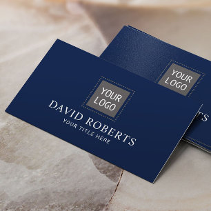 Minimalistisches Navy Blau Berufliches Hinzufügen Visitenkarte