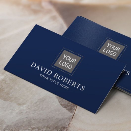 Minimalistisches Navy Blau Berufliches Hinzufügen Visitenkarte