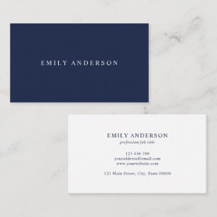 Minimalistisches Navy Blau Elegantes Monogramm Visitenkarte