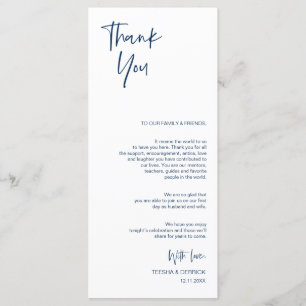Minimalistisches Navy Blau, Platzierung Dankeschön Programm