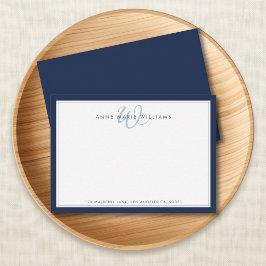 Minimalistisches Navy-Blau-Zwei-Rahmen-Monogramm Mitteilungskarte
