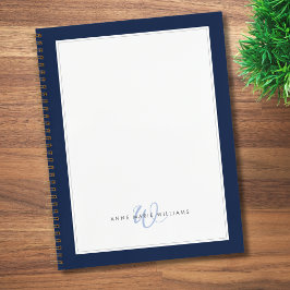 Minimalistisches Navy Blau Zwei-Rahmen-Monogramm Notizblock