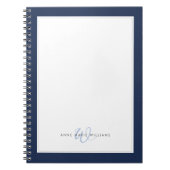 Minimalistisches Navy Blau Zwei-Rahmen-Monogramm Notizblock (Vorderseite)