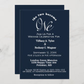Minimalistisches Navy Blue and White The One Weddi Einladung (Vorne/Hinten)