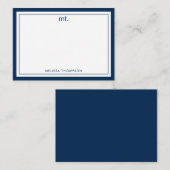 Minimalistisches Navy Blue Double Border Modern Mo Mitteilungskarte (Vorne/Hinten)