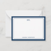 Minimalistisches Navy Blue Double Border Modern Mo Mitteilungskarte (Vorderseite)