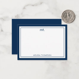 Minimalistisches Navy Blue Double Border Modern Mo Mitteilungskarte