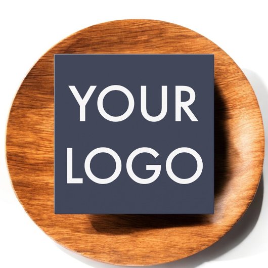 Minimalistisches Navy Blue Logo Quadratische Visitenkarte