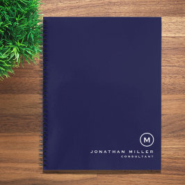 Minimalistisches Navy Blue Monogram ErstNotebook Notizblock