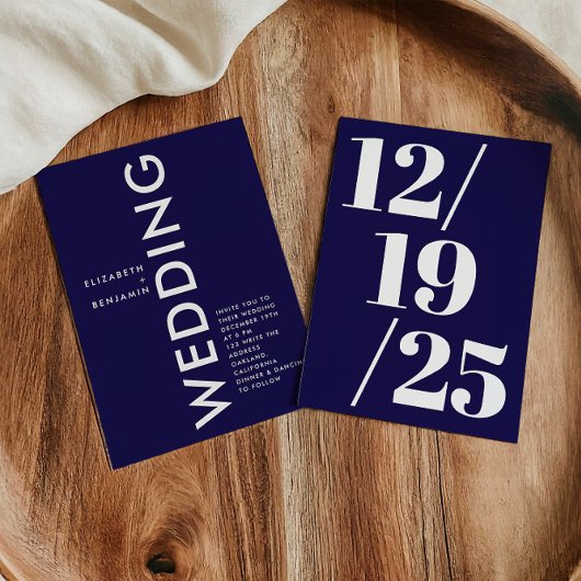 Minimalistisches Navy Blue und White Simple Bold W Einladung