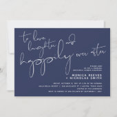 Minimalistisches Navy-Script-Hochzeitsessen Probe Einladung (Vorderseite)