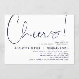 Minimalistisches Navy-Script-Hochzeitsessen Probe Einladung