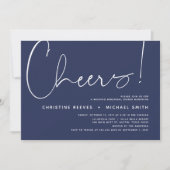 Minimalistisches Navy-Script-Hochzeitsessen Probe Einladung (Vorderseite)