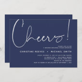 Minimalistisches Navy-Script-Hochzeitsessen Probe Einladung (Vorne/Hinten)