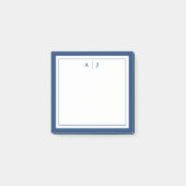 Minimalistisches Navy-Two-Border-Monogramm Post-it Klebezettel (Vorderseite)