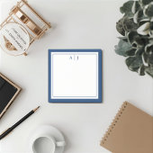 Minimalistisches Navy-Two-Border-Monogramm Post-it Klebezettel