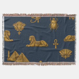 Minimalistisches Navy- und Antique-Gold-ägyptische Decke