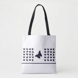 Minimalistisches Navy- und Weiß-Schmetterlingsdesi Tasche