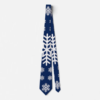 Minimalistisches Navy- und Weiß-Schneeflocken-Feie Krawatte