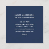 Minimalistisches Navy-White-Logo Quadratische Visitenkarte (Rückseite)