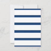 Minimalistisches Navy White Script Strip Brautpart Einladung (Rückseite)