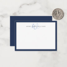 Minimalistisches Navyblau-Doppelrand-Monogramm
