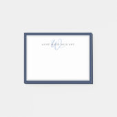 Minimalistisches Navyblau-Script-Zwei-Rahmen-Monog Post-it Klebezettel (Vorderseite)