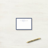 Minimalistisches Navyblau-Script-Zwei-Rahmen-Monog Post-it Klebezettel (Auf Schreibtisch)
