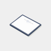 Minimalistisches Navyblau-Script-Zwei-Rahmen-Monog Post-it Klebezettel (angewinkelt)