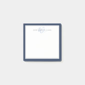 Minimalistisches Navyblau-Script Zwei-Rahmen-Monog Post-it Klebezettel (Vorderseite)