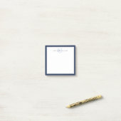 Minimalistisches Navyblau-Script Zwei-Rahmen-Monog Post-it Klebezettel (Auf Schreibtisch)