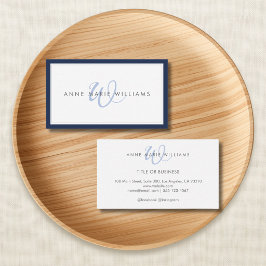 Minimalistisches Navyblau-Script-Zwei-Rahmen-Monog Visitenkarte