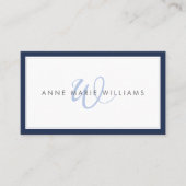 Minimalistisches Navyblau-Script-Zwei-Rahmen-Monog Visitenkarte (Vorderseite)