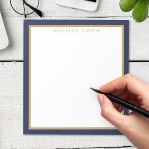 Minimalistisches Navyblau und Gold Monogramm Notizblock
