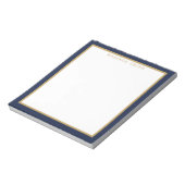 Minimalistisches Navyblau und Gold Monogramm Notizblock (Rotiert)