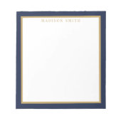 Minimalistisches Navyblau und Gold Monogramm Notizblock (Vorderseite)