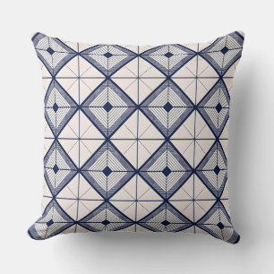 Minimalistisches Navyblau und weißes geometrisches Kissen