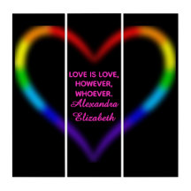 Minimalistisches Neon-Regenbogen-Herz "Liebe ist L