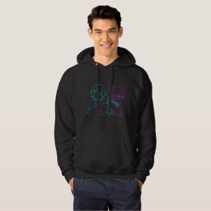 Minimalistisches Neonpink und Blaues Cyberpunk-Ani Hoodie