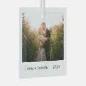 Minimalistisches neu verheiratetes Foto Erste Weih Ornament Aus Glas (Vorderseite Rechts)