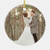 Minimalistisches neu verheiratetes Foto Keramik Ornament (Hinten)